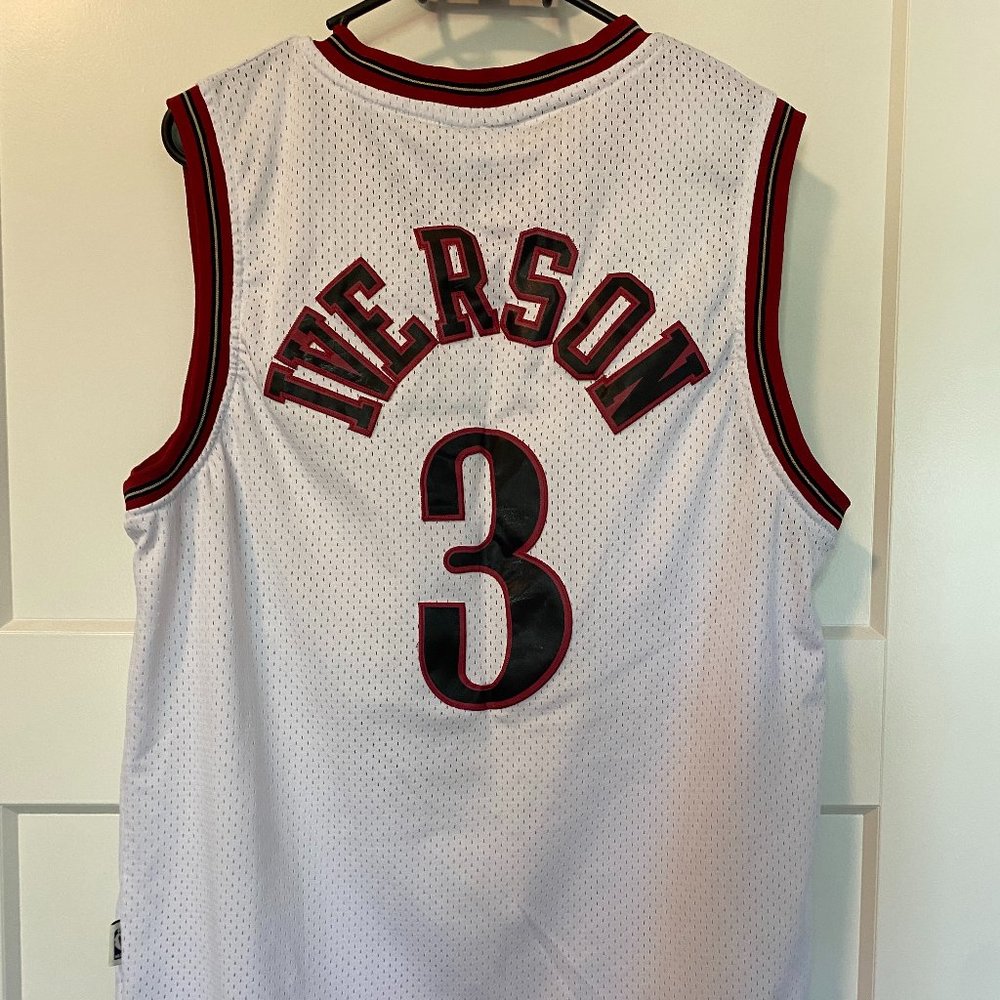 Vintage Adidas ALLEN IVERSON White SIXERS 76ers Mens NBA Team Swingman JERSEY L